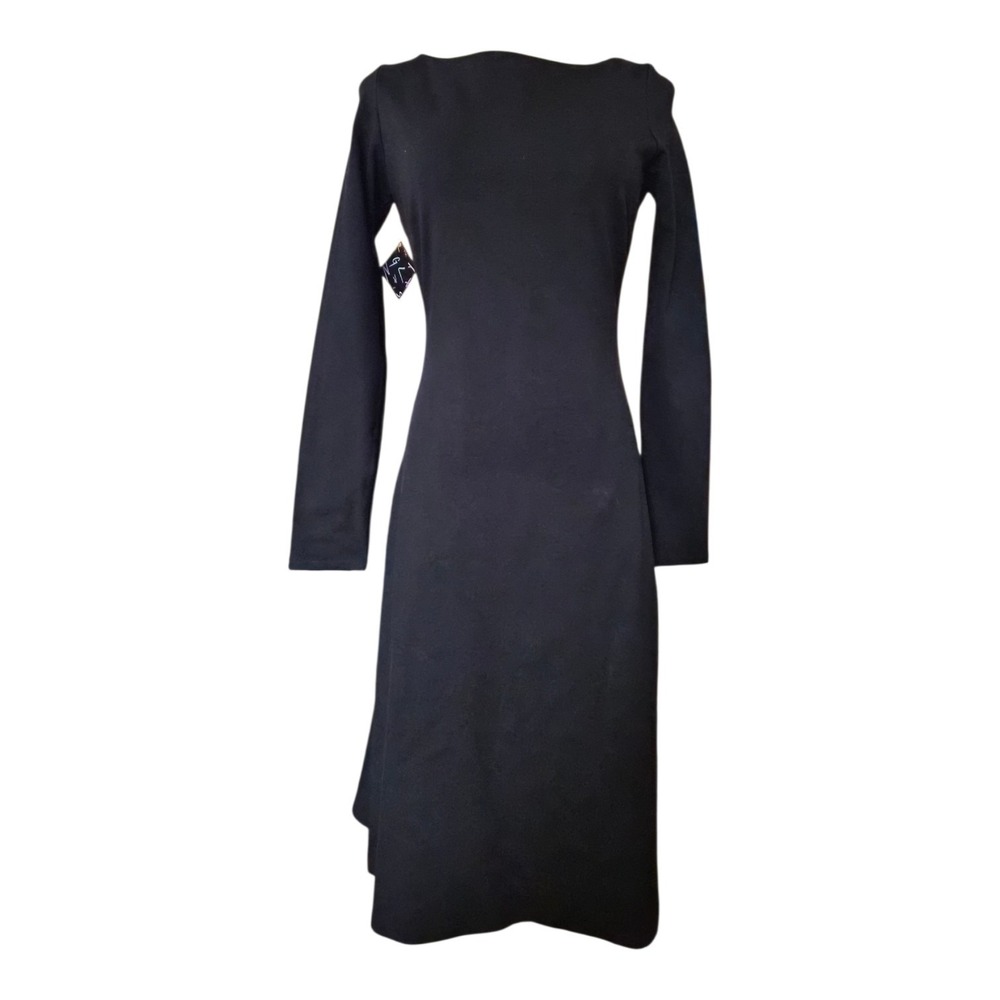 Nasty Gal Long Sleeve Black Midi Dress Women's Medium Minimalist Stretch‎